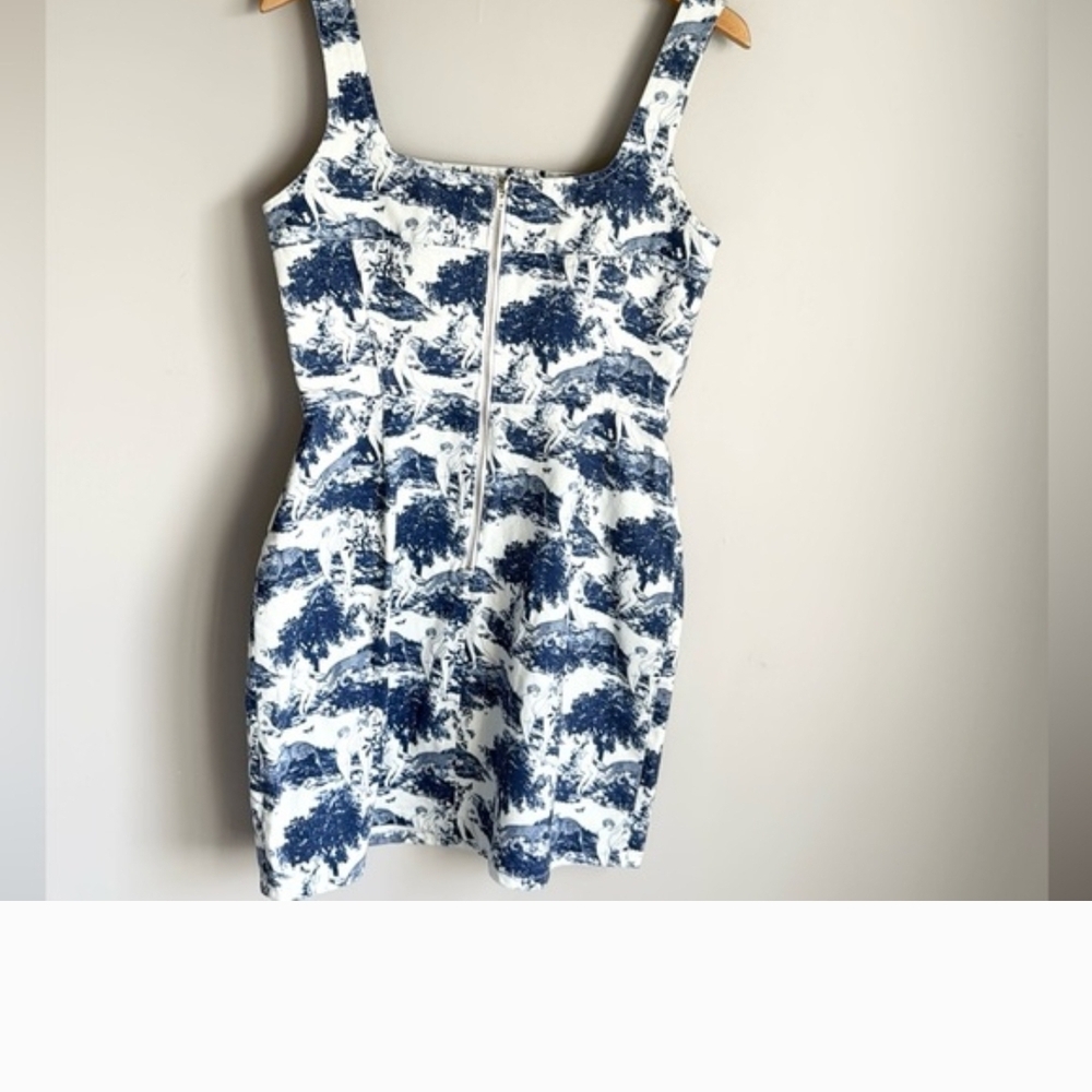 Reformation Jeans Blue Toile Square-Neck Mini Dress - Picture 4 of 7